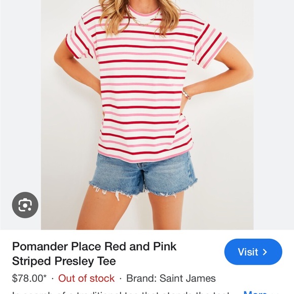 Pomander Place Red and Pink Striped Tee - Picture 1 of 3